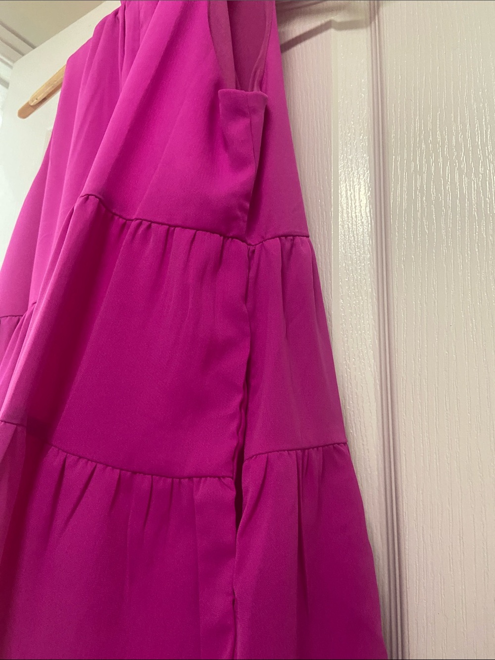 TCEC Hot Pink Sleeveless Ruffled High-Neck Tiered Mini Dress - Picture 7 of 8
